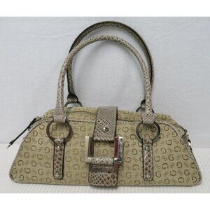 Guess Y2K Style Python Canvas Tan Signature Monogram Logo Purse Shoulder Bag